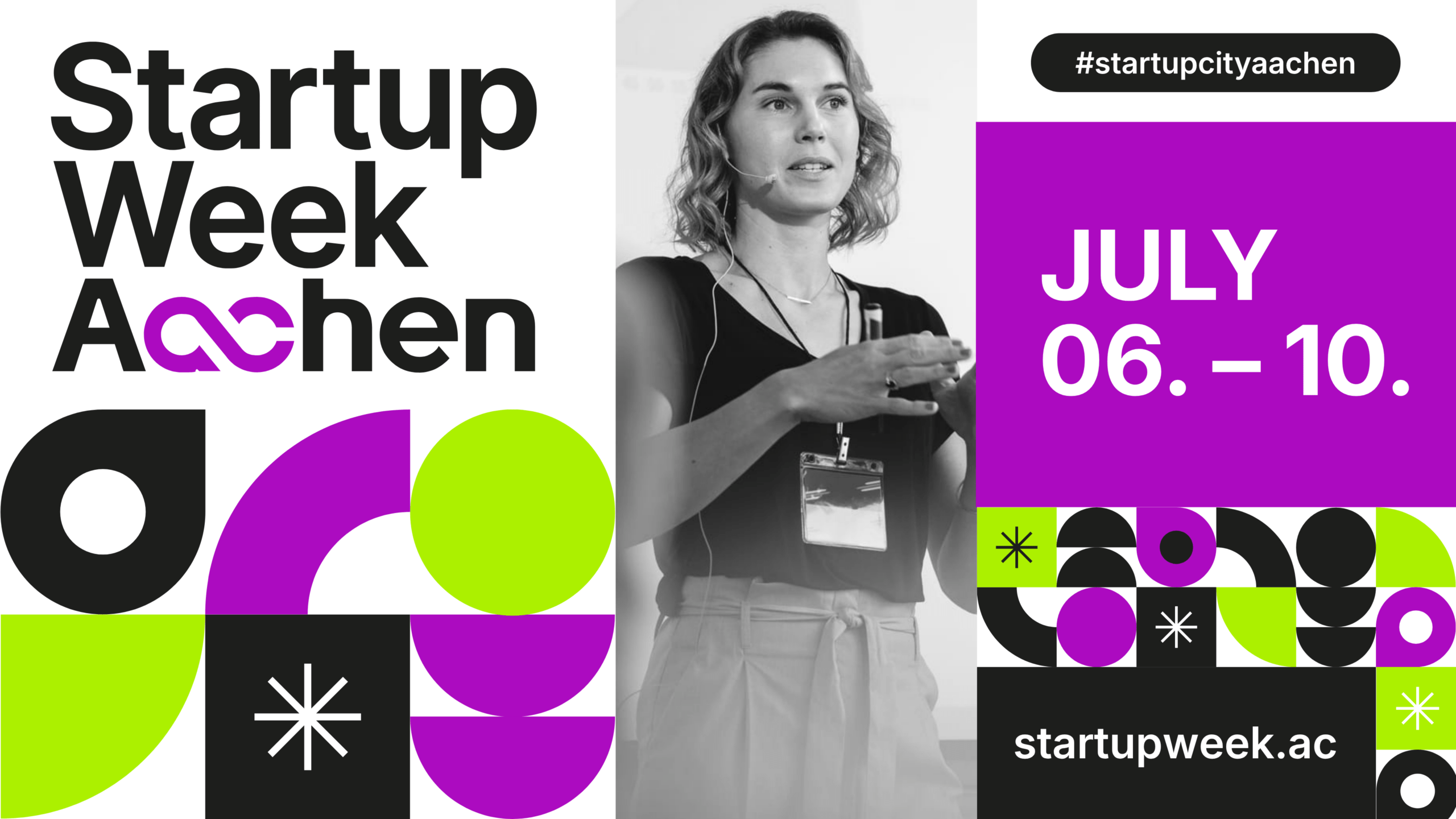 Startup Week Aachen Logo mit dem Datum 6. bis 10. Juli